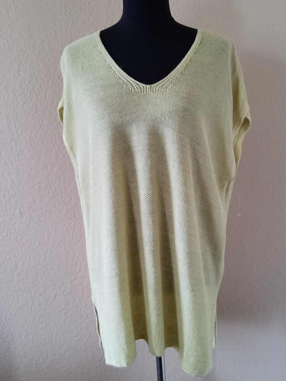 Nwot Eileen Fisher Green 100% Organic Linen V-Neck Tunic M View 2